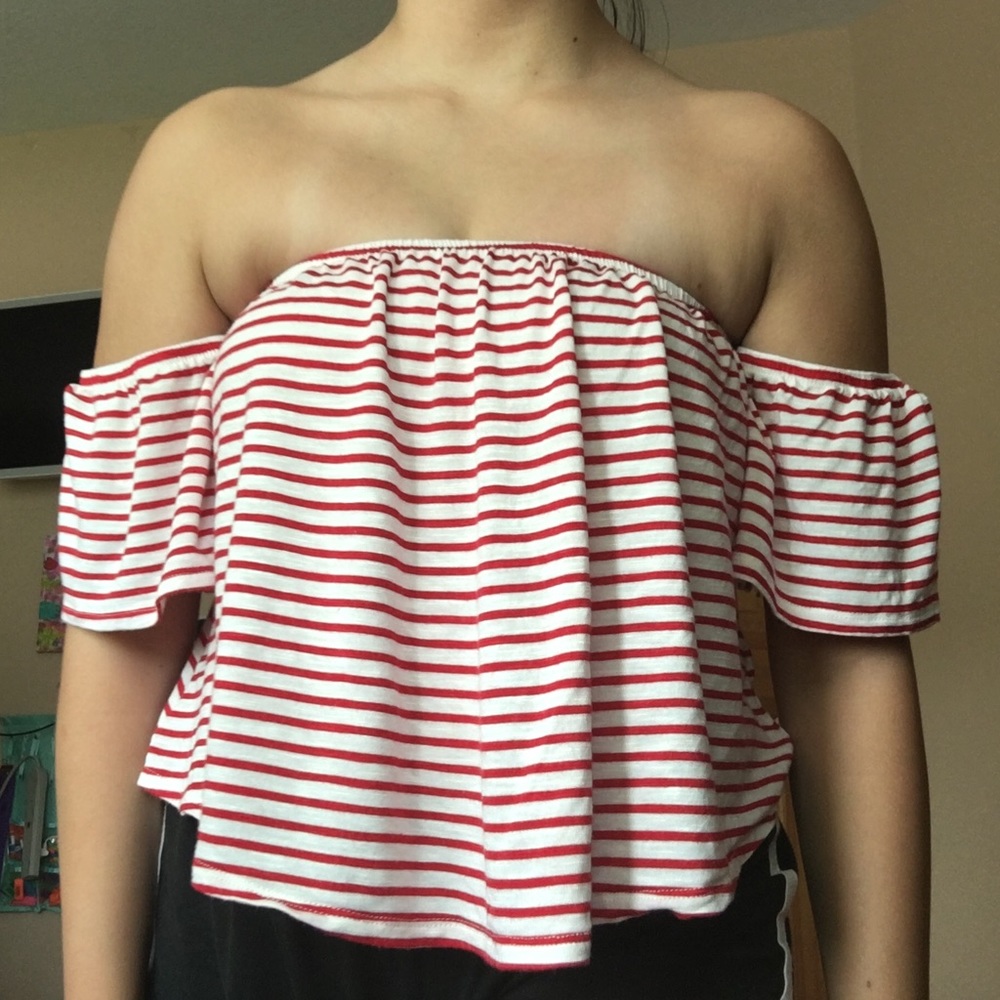 Striped off the shoulder top